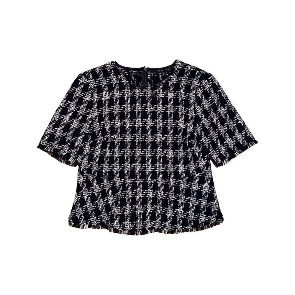 Zara Tweed Peplum Blouse- Size M
